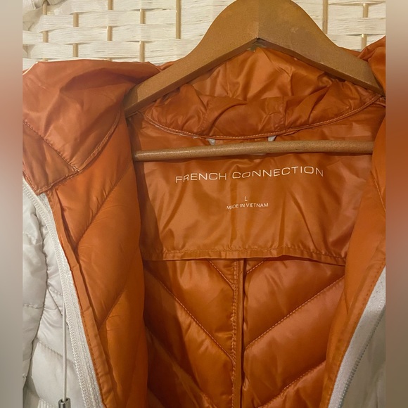 Like New White/Silver Hooded Quilted Anorak Packable from French Connection - Picture 8 of 11